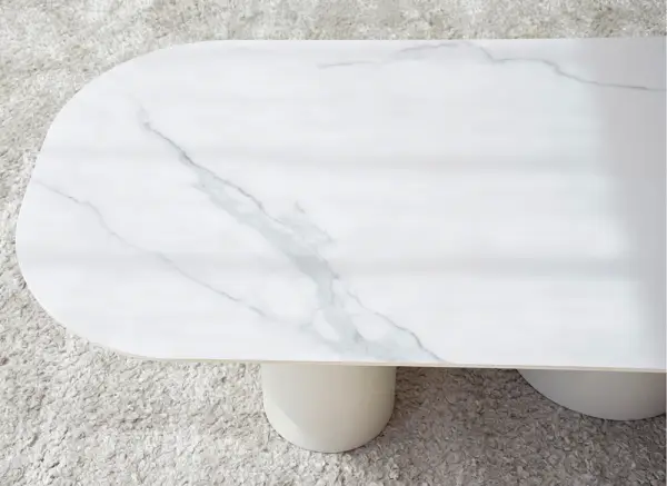Mesa de centro porcelánico y lacado blanco Bahía