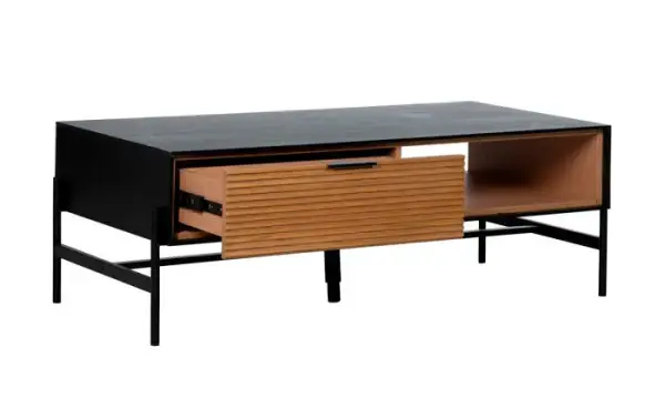 Mesa de centro negra natural minimalista Edén