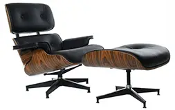 Sillón con reposapies palisandro relax piel negra