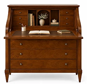 Bureau clásico Montpellier de madera de cerezo con escritorio abatible Bureau clásico Montpellier de madera de cerezo con escritorio abatible