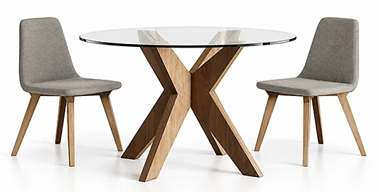 Mesa de comedor nogal y cristal Roma