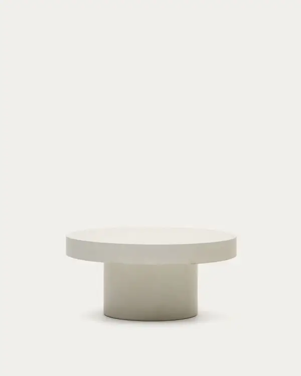 Mesa de centro redonda Aiguablava de cemento blanco