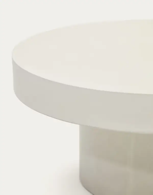 Mesa de centro redonda Aiguablava de cemento blanco