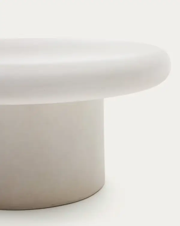 Mesa de centro redonda Addaia de cemento blanco minimalista