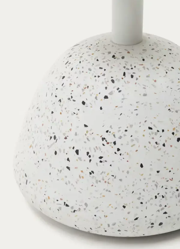 Sobre de mesa exterior cuadrado Saura de terrazo blanco