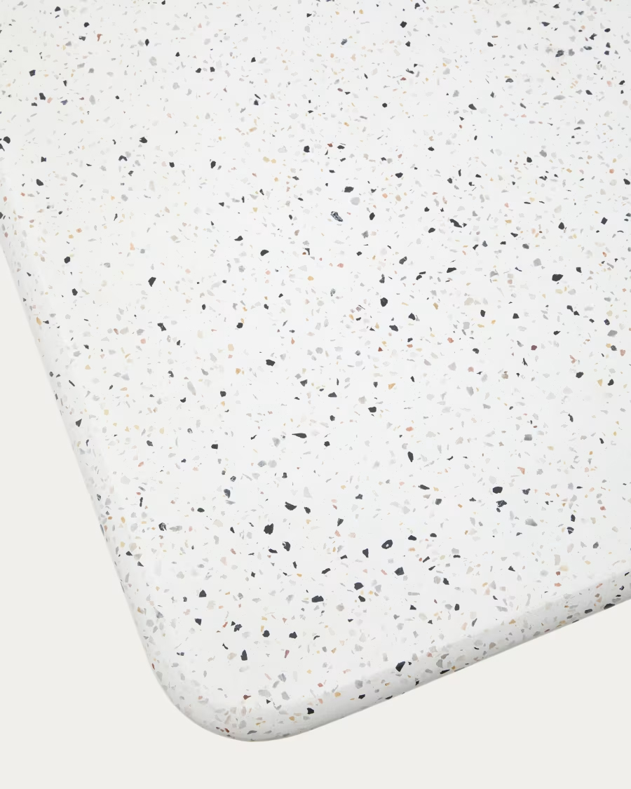 Sobre de mesa exterior cuadrado Saura de terrazo blanco