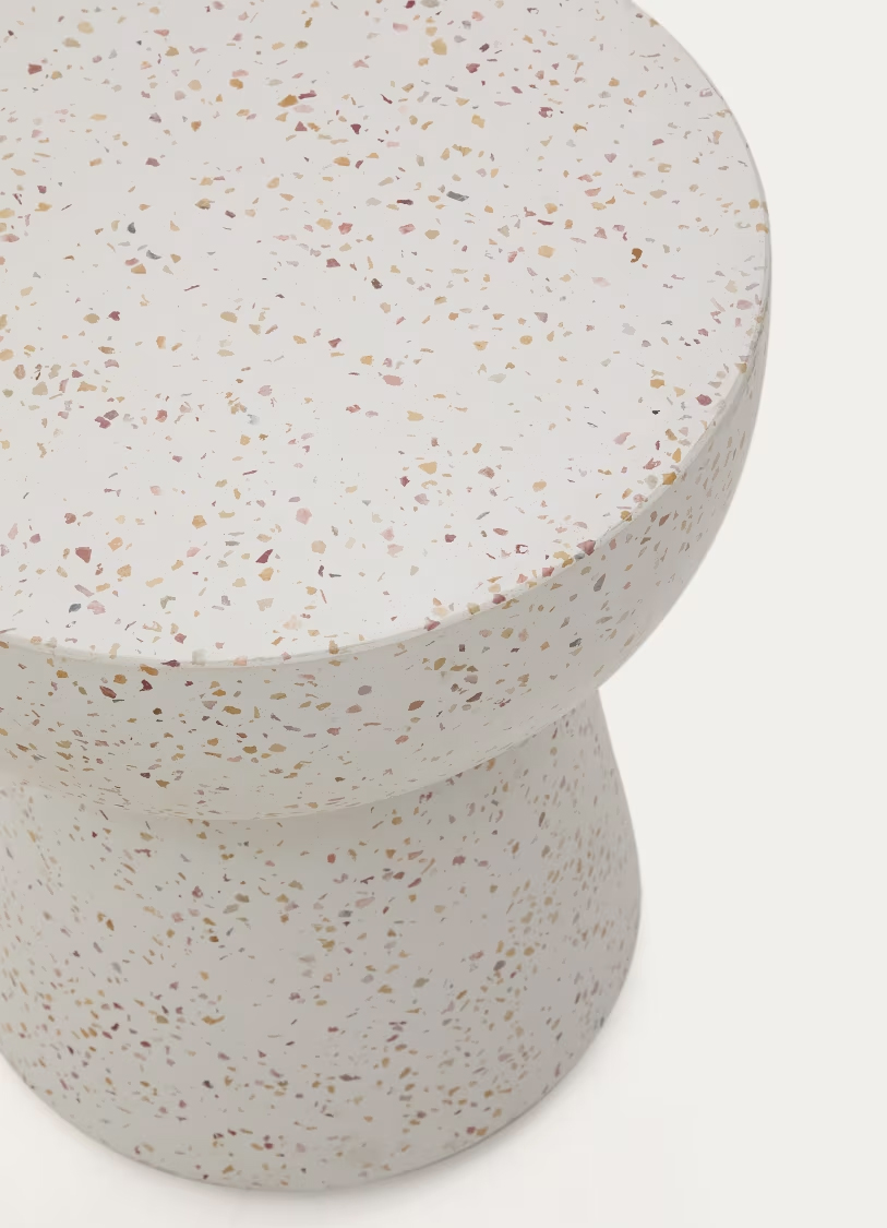 Mesa auxiliar Pada de terrazo blanco