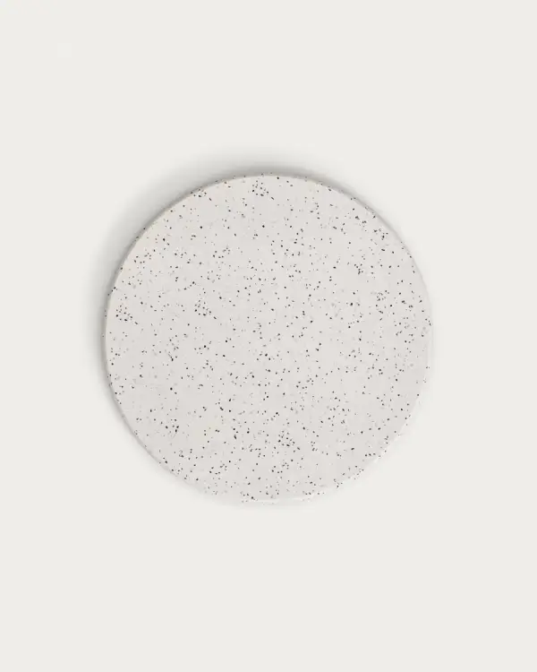 Sobre de mesa redonda de exterior Saura de terrazzo blanco