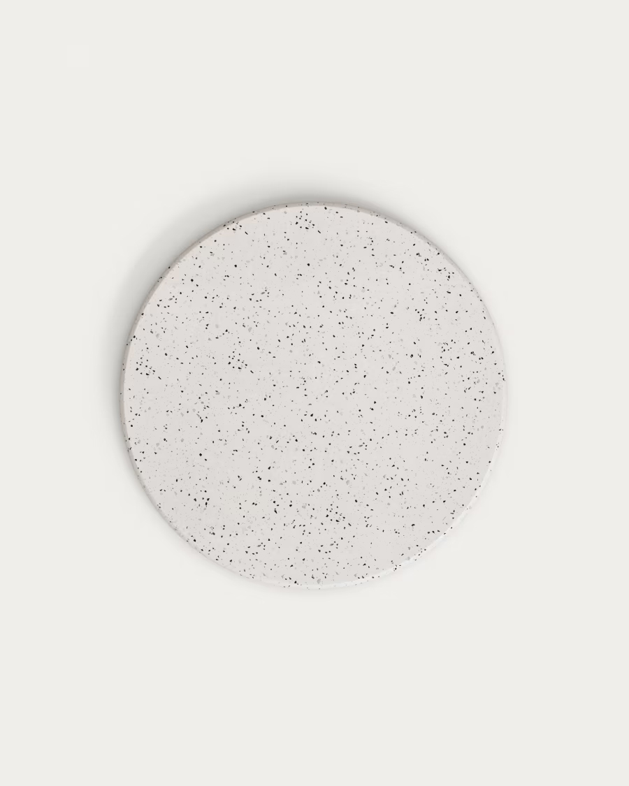 Sobre de mesa redonda de exterior Saura de terrazzo blanco