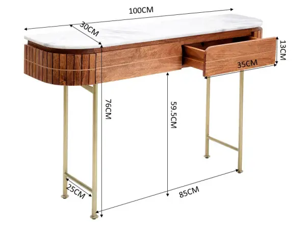 Consola madera maciza y mármol Gracia