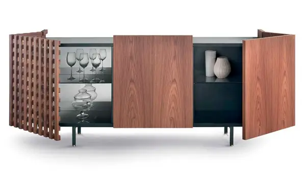 Aparador 3 puertas madera maciza y rejilla Aurora Pacini y Cappellini