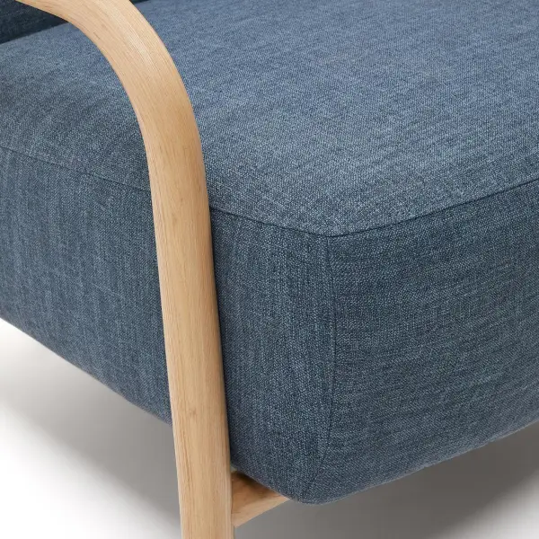 Butaca azul de madera maciza de fresno