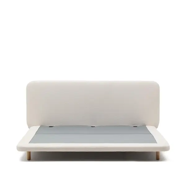 Cama desenfundable de micro bouclé pata de madera maciza Odum