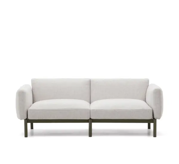 Sofá modular 2 plaza de exterior con tapizado beige y aluminio verde Sorells