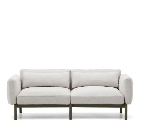 Sofá modular 2 plaza de exterior con tapizado beige y aluminio verde Sorells