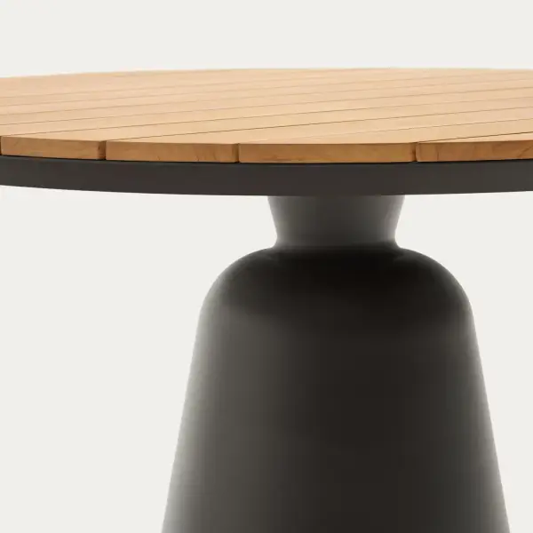 Mesa redonda exterior de aluminio con acabado gris Tudons