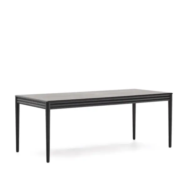 Mesa extensible de chapa y madera maciza de roble negro Lenon
