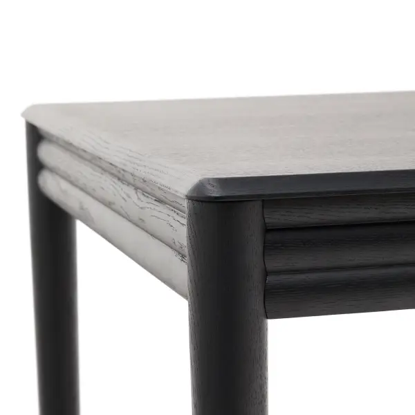 Mesa extensible de chapa y madera maciza de roble negro Lenon