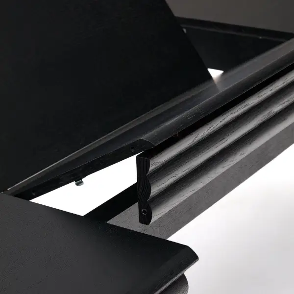 Mesa extensible de chapa y madera maciza de roble negro Lenon