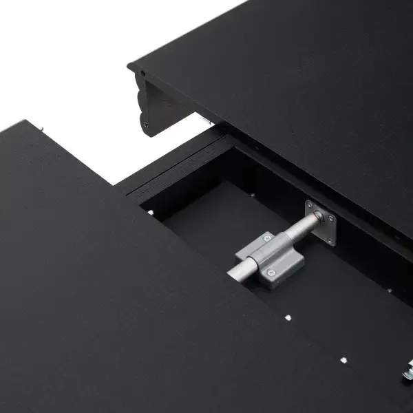 Mesa extensible de chapa y madera maciza de roble negro Lenon