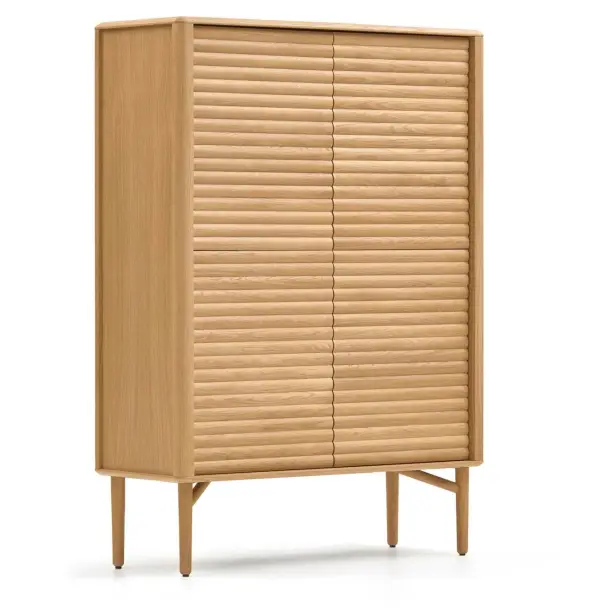 Aparador alto 4 puertas madera maciza y chapa de roble Lenon