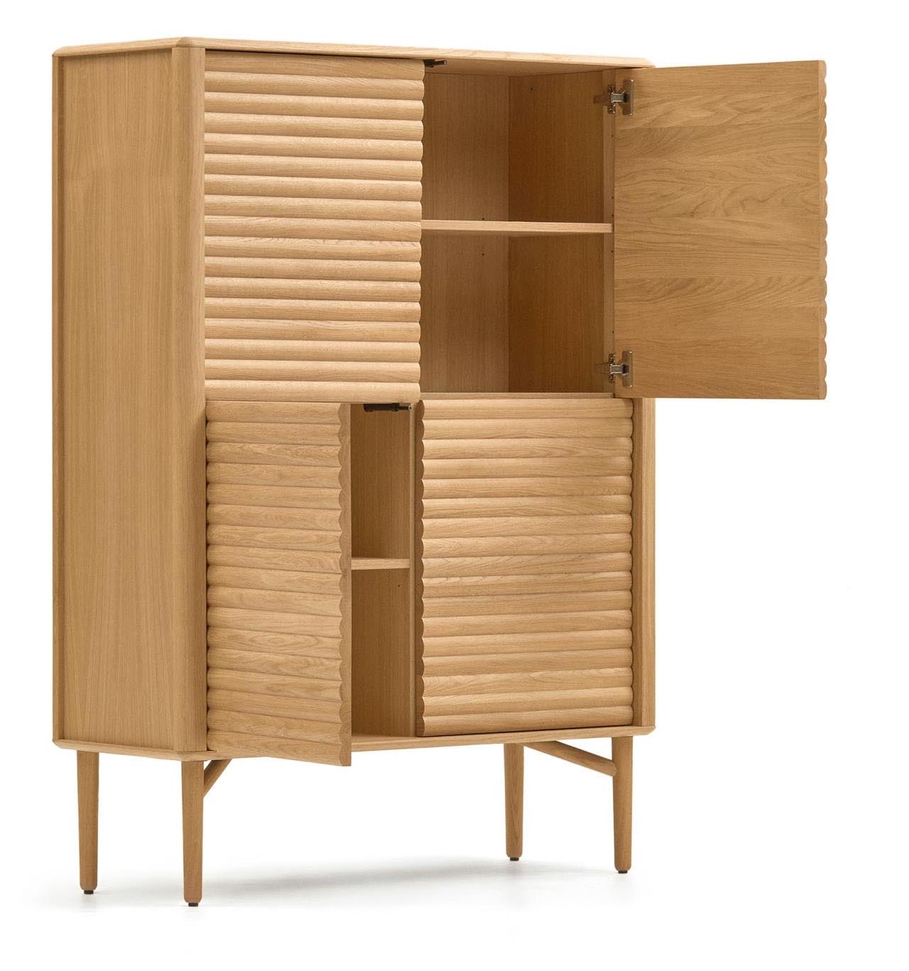 Aparador alto 4 puertas madera maciza y chapa de roble Lenon