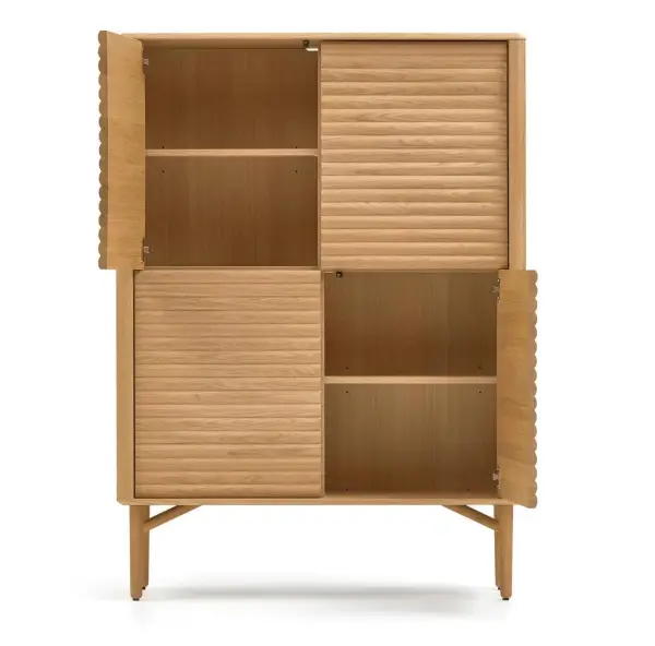 Aparador alto 4 puertas madera maciza y chapa de roble Lenon