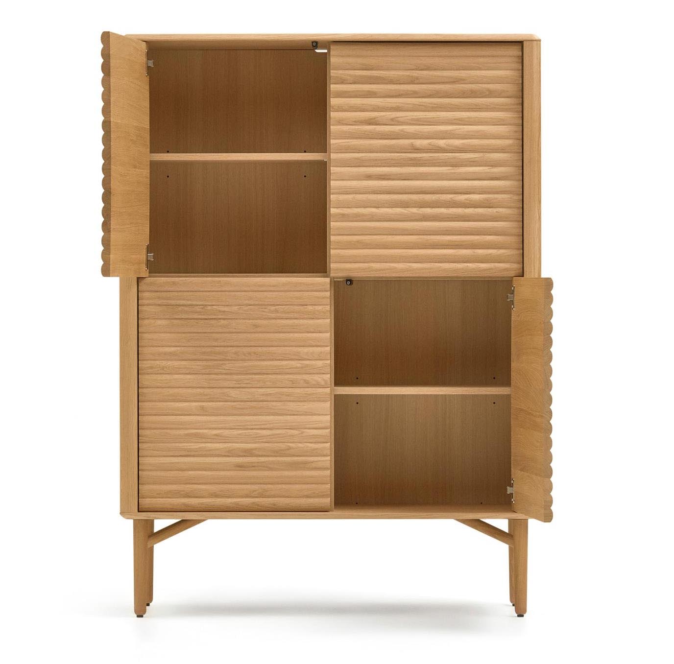 Aparador alto 4 puertas madera maciza y chapa de roble Lenon