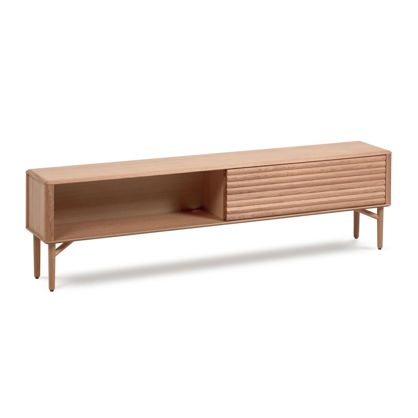 Mueble TV 2 puertas de madera maciza y chapa de roble