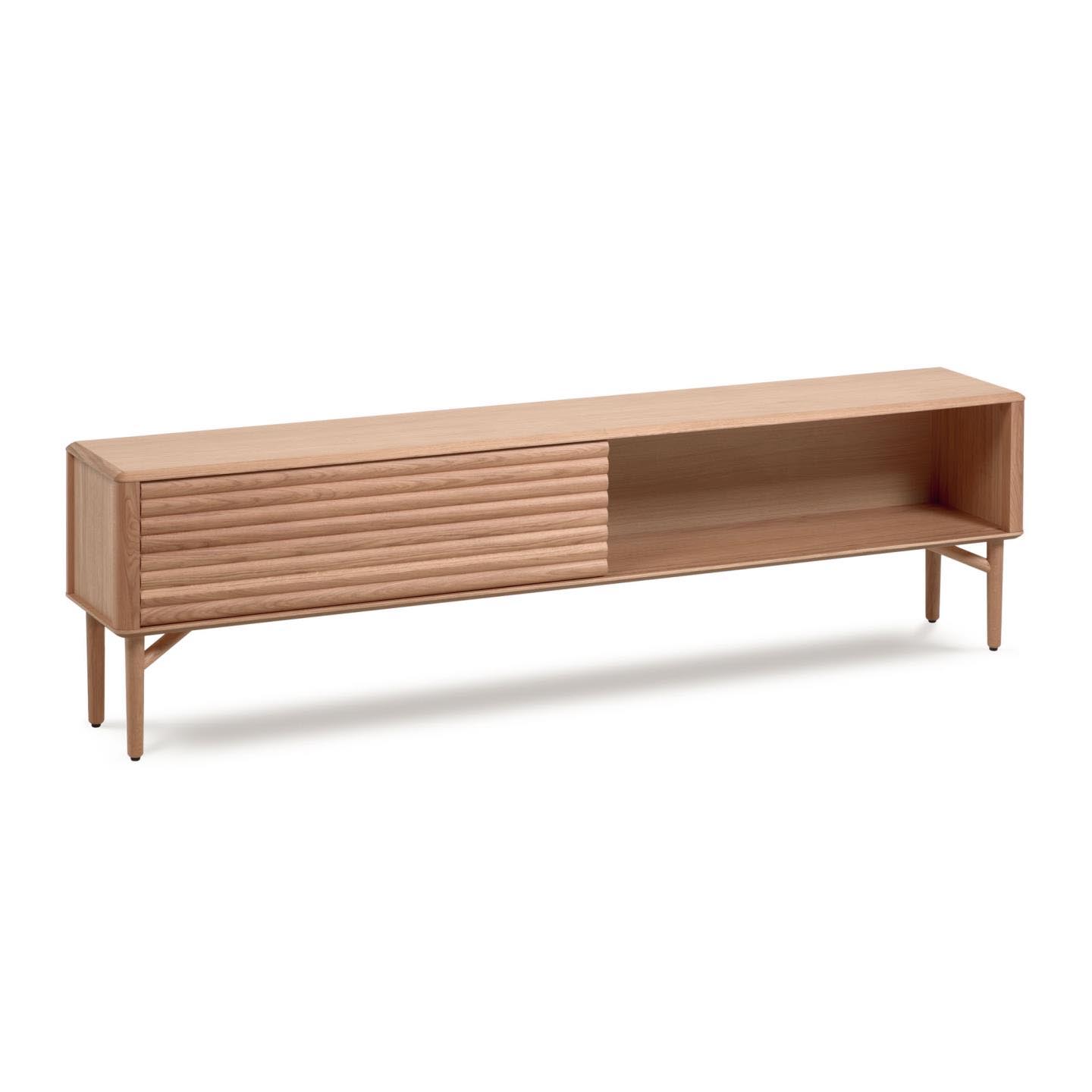 Mueble TV 2 puertas de madera maciza y chapa de roble