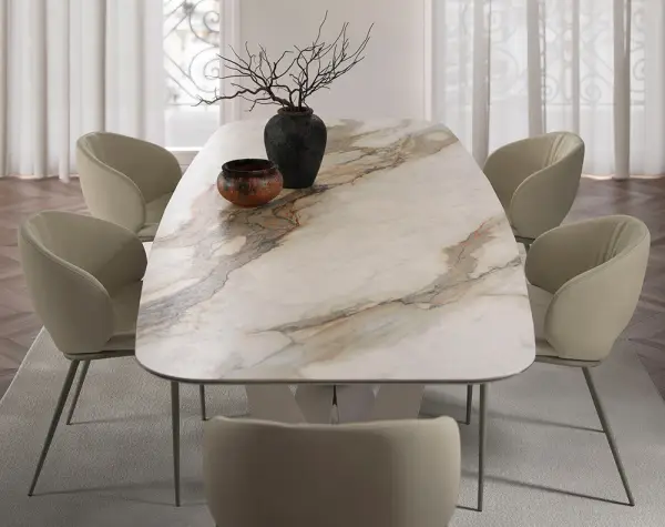 Mesa de comedor keramik borghini calacatta mate Skorpio Cattelan