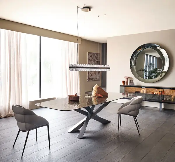 Mesa de comedor vidrio moonglass Lancer Cattelan