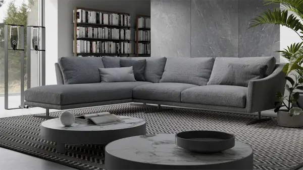 Sofá con chaise longue tapizado Roll