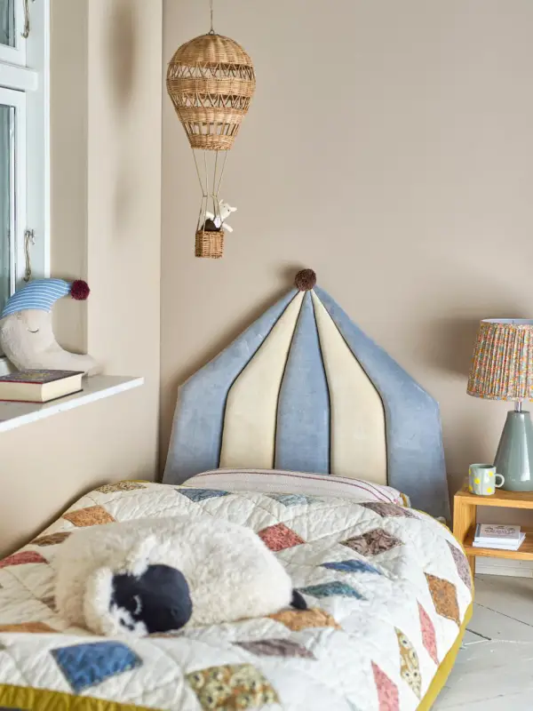 Cabecero Carley cama infantil azul algodón