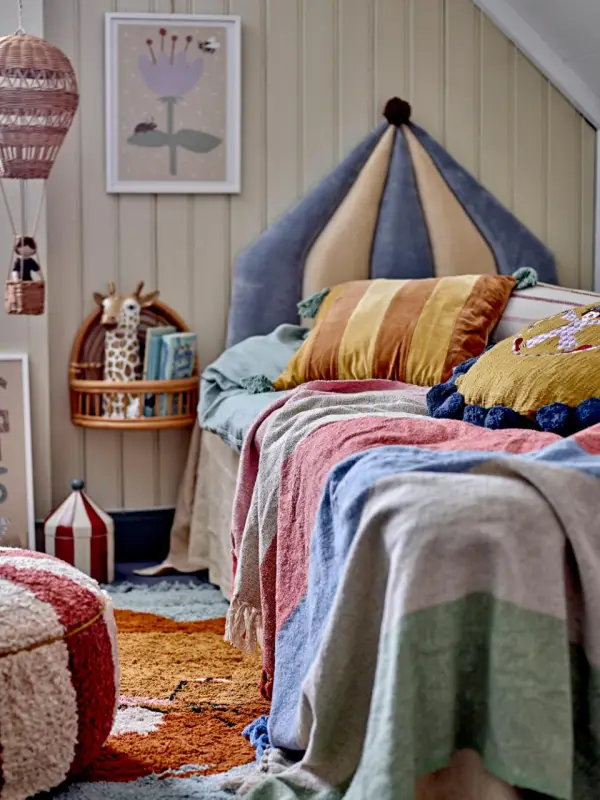 Cabecero Carley cama infantil azul algodón
