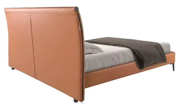 Cama polipiel marrón y acero negro Albero