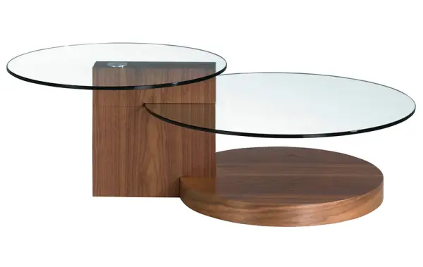 Mesa de centro nogal y cristal Pever