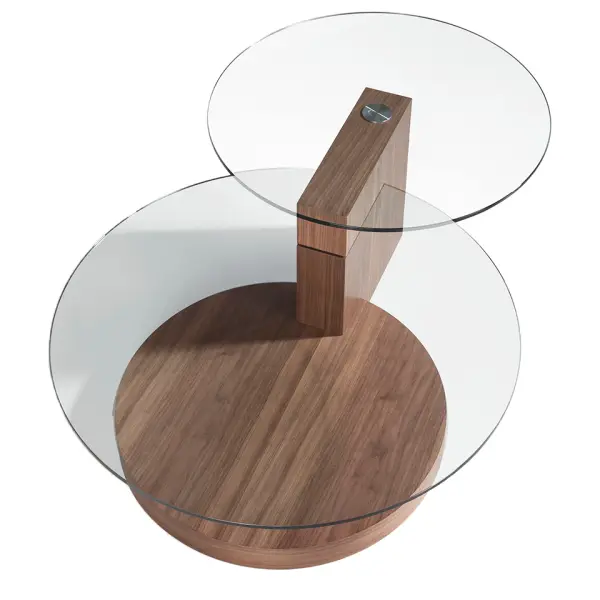 Mesa de centro nogal y cristal Pever