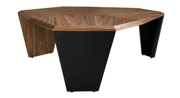 Mesa de centro pequeña asimétrica nogal y negro Ayora