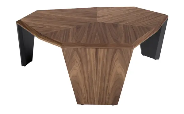 Mesa de centro pequeña asimétrica nogal y negro Ayora