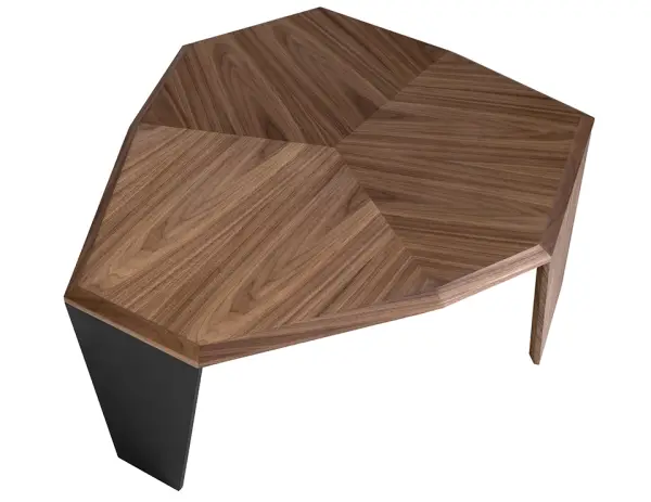 Mesa de centro pequeña asimétrica nogal y negro Ayora