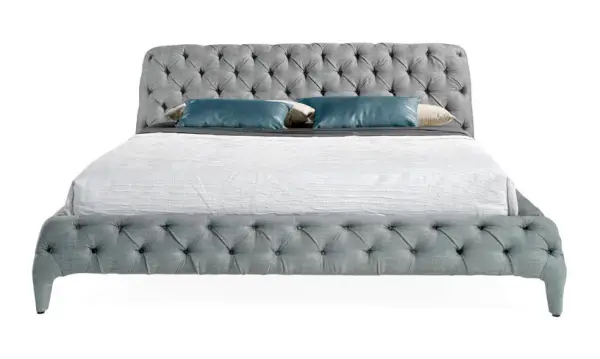 Cama capitoné tela gris Antonella