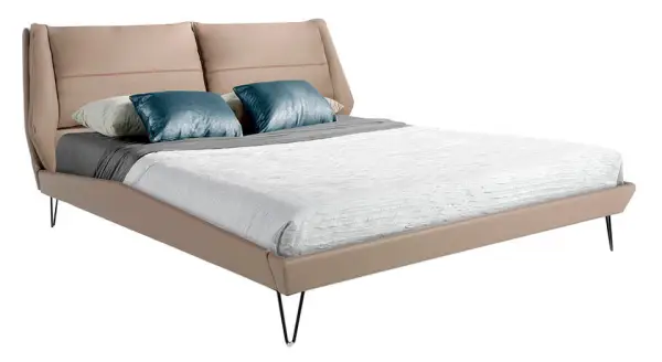 Cama polipiel visón y acero negro Nicola