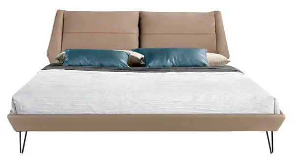 Cama polipiel visón y acero negro Nicola