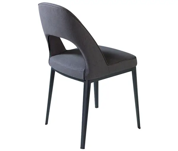 Silla tejido gris oscuro y acero negro Bronoy