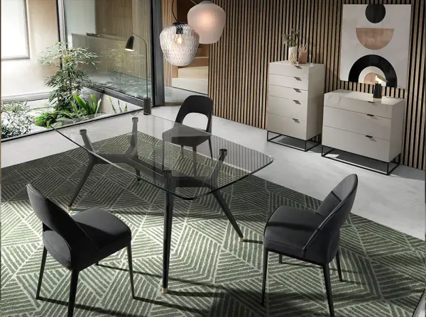 Silla tejido gris oscuro y acero negro Bronoy