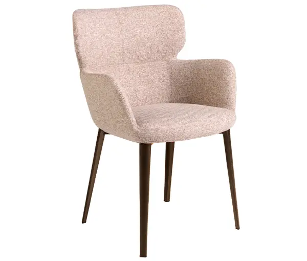 Sillón tela marrón jaspeado y acero marrón Zindra