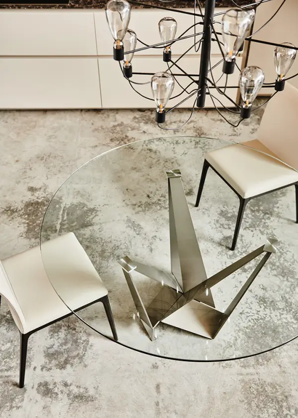 Mesa de comedor redonda cristal Skorpio Cattelan