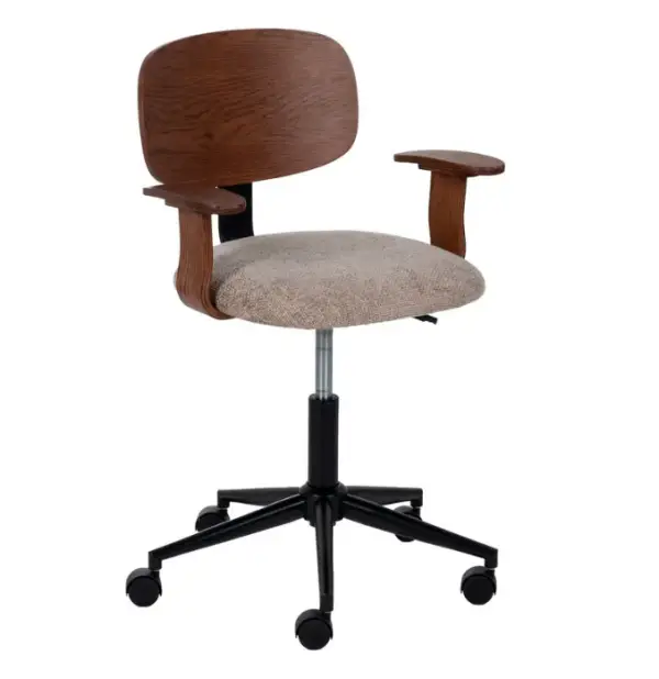 Silla ruedas beige - marrón - tejido - madera