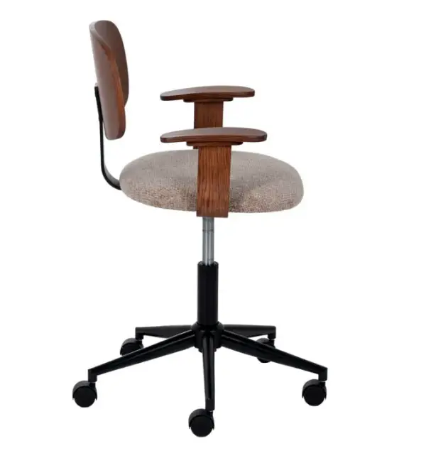 Silla ruedas beige - marrón - tejido - madera